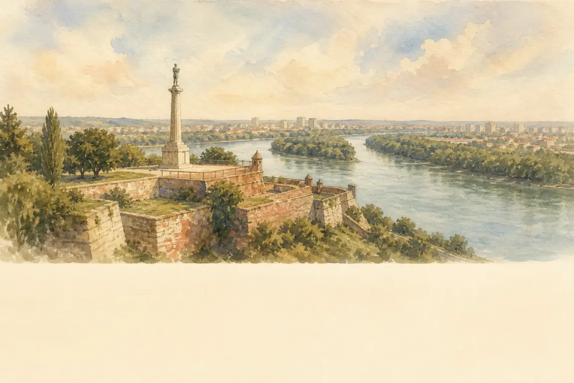 Watercolour illustration of Belgrade