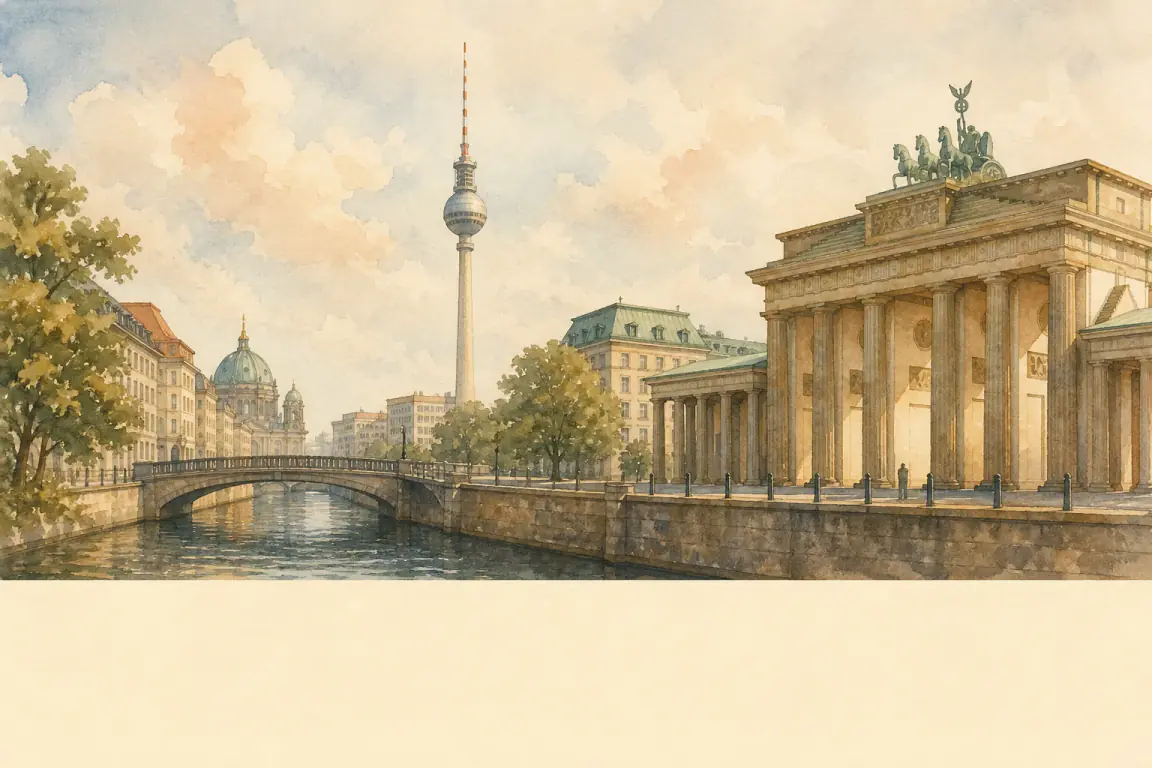 Watercolour illustration of Berlin