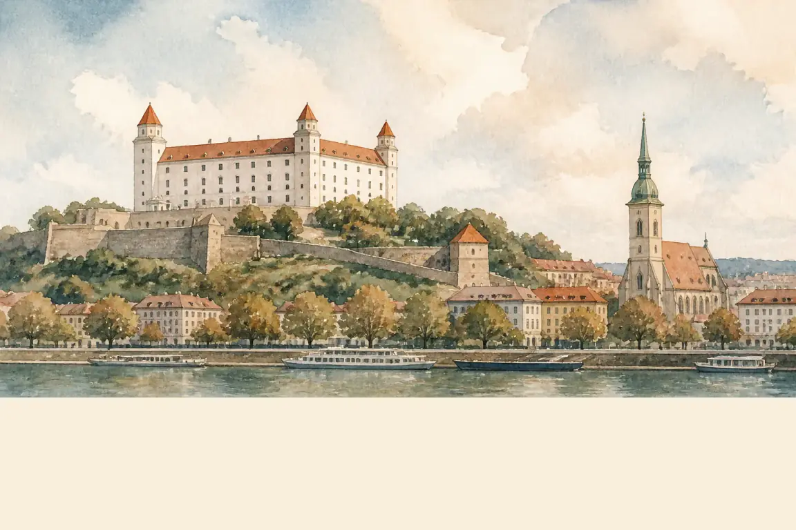 Watercolour illustration of Bratislava