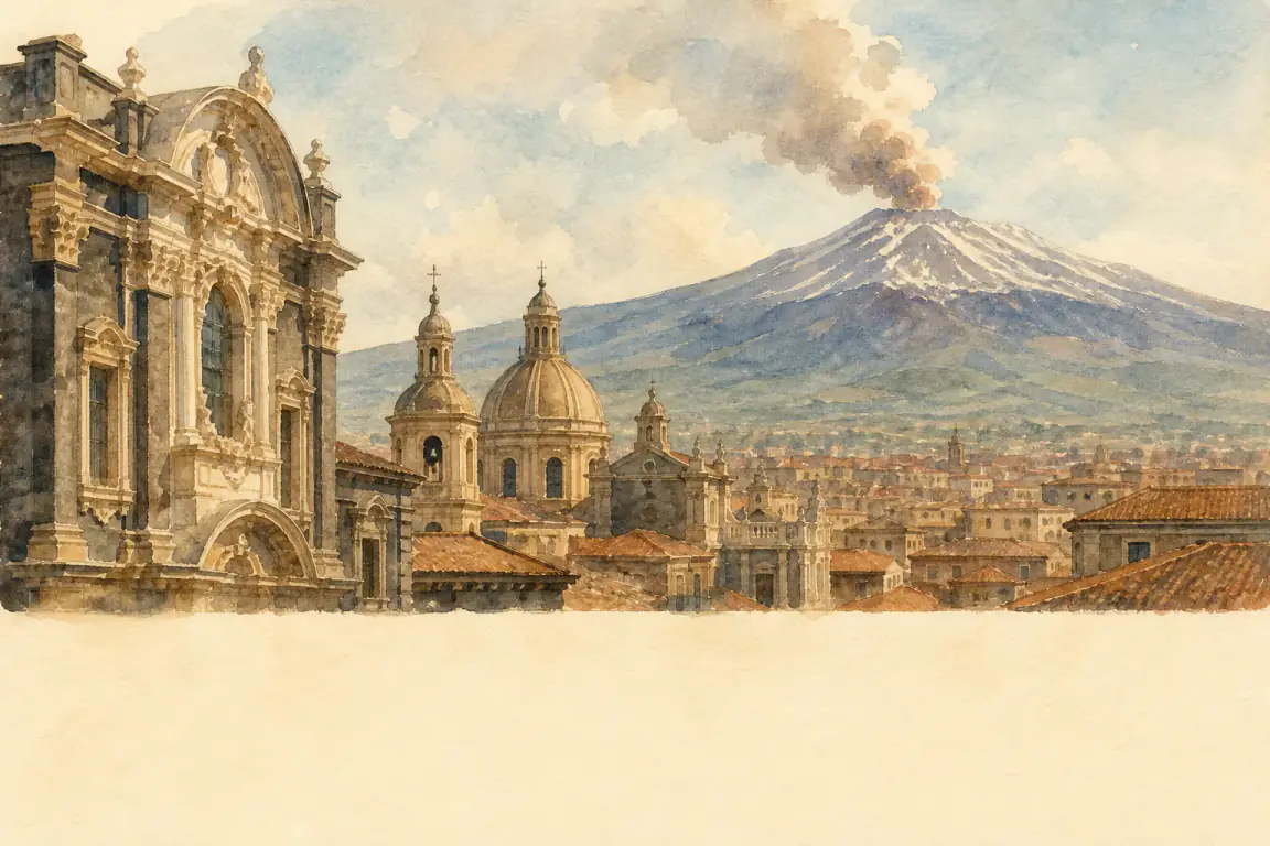 Watercolour illustration of Catania