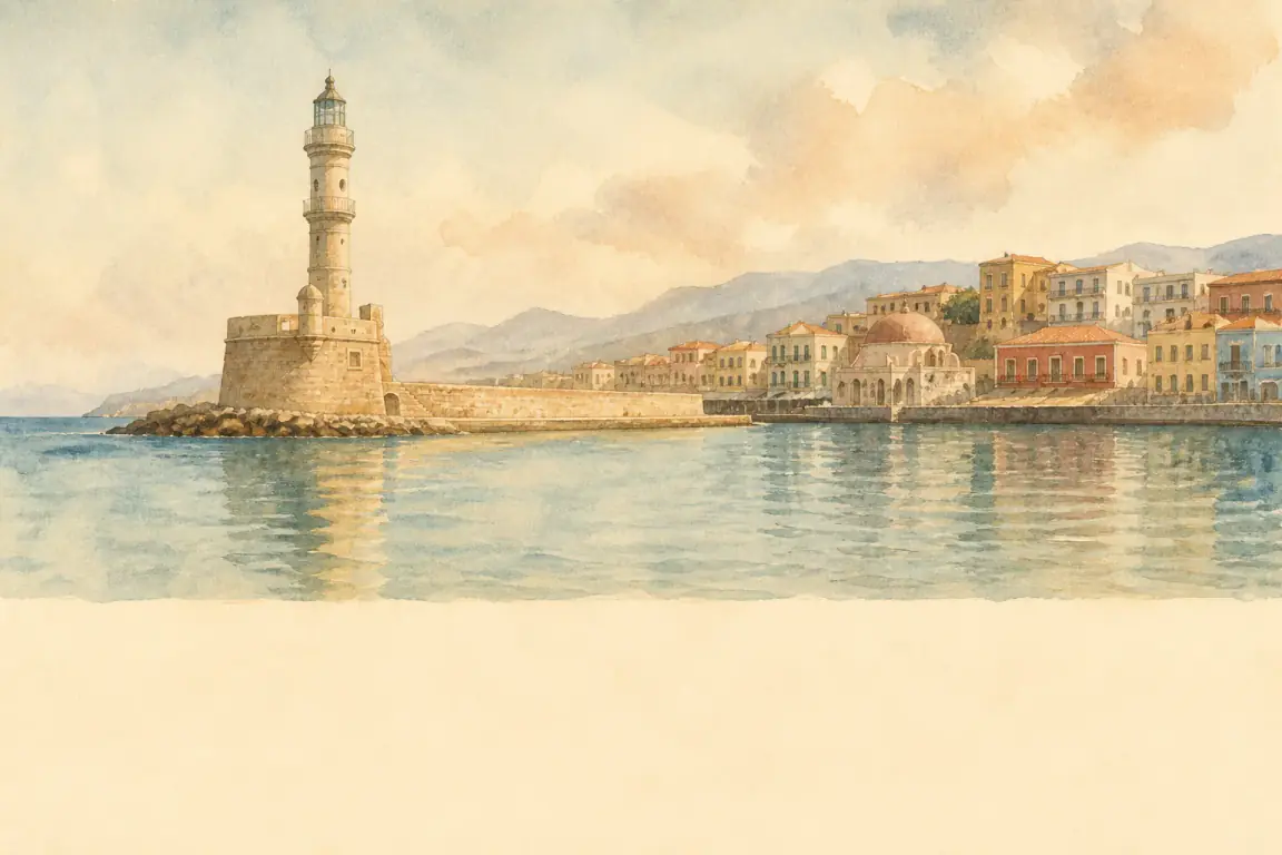 Watercolour illustration of Chania
