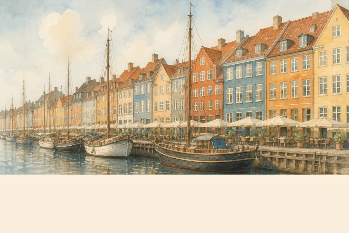 Watercolour illustration of Copenhagen