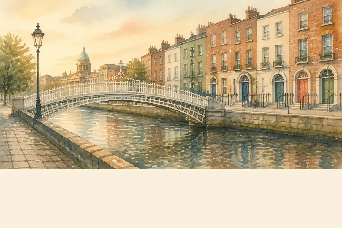 Watercolour illustration of Dublin