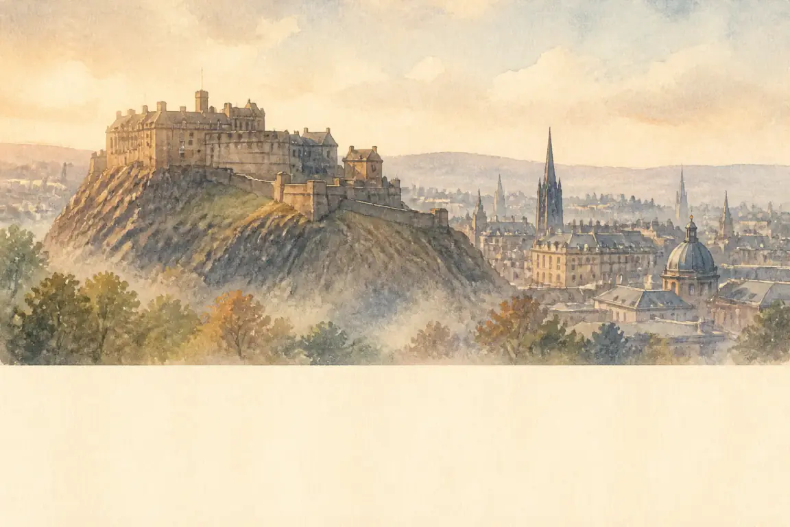 Watercolour illustration of Edinburgh