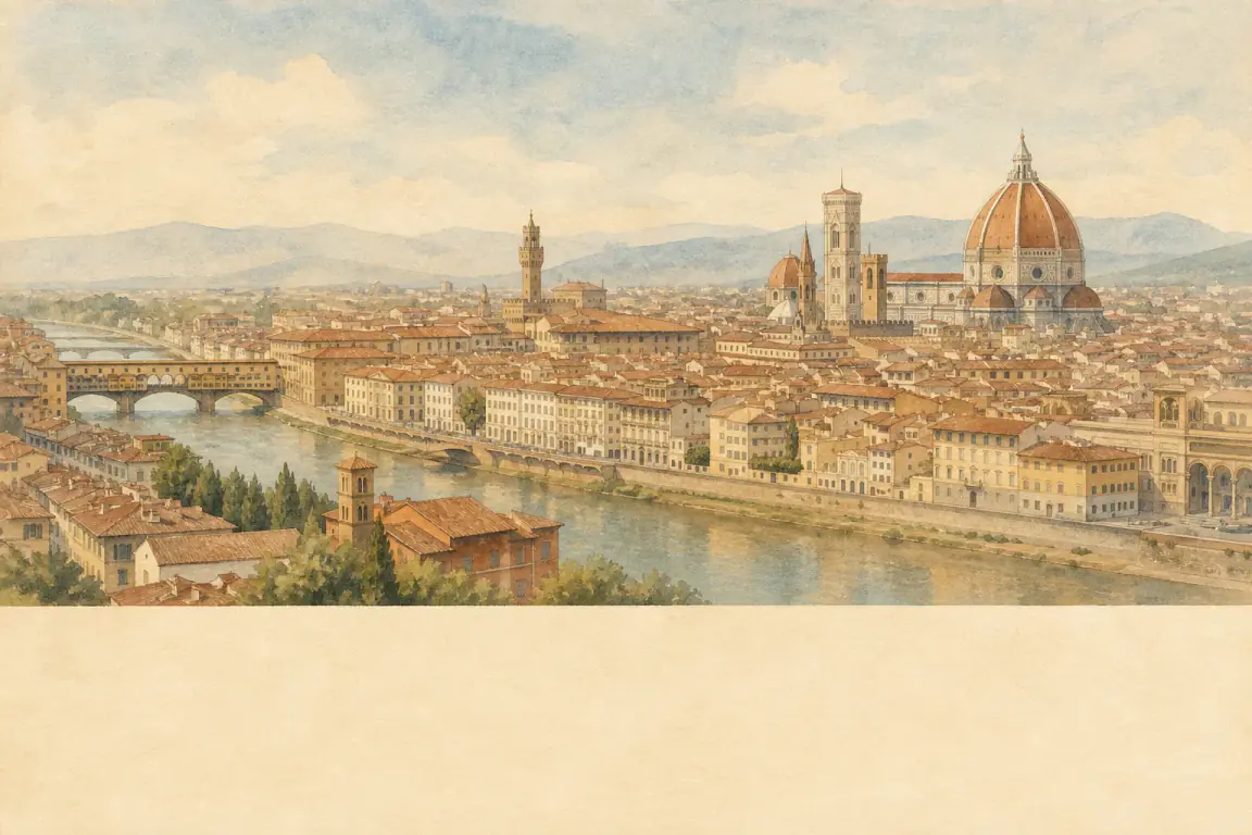 Watercolour illustration of Florence