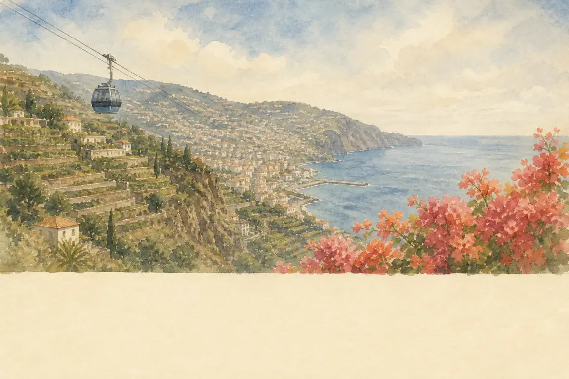 Watercolour illustration of Funchal (Madeira)