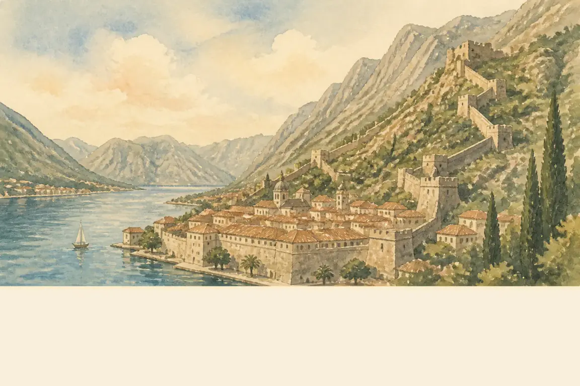 Watercolour illustration of Kotor