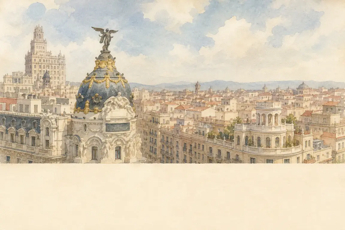 Watercolour illustration of Madrid