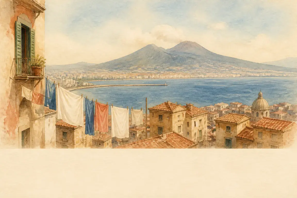 Watercolour illustration of Naples