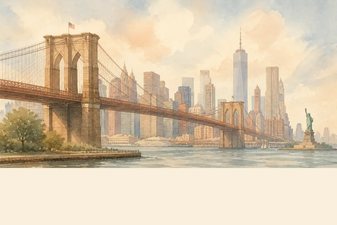 Watercolour illustration of New York