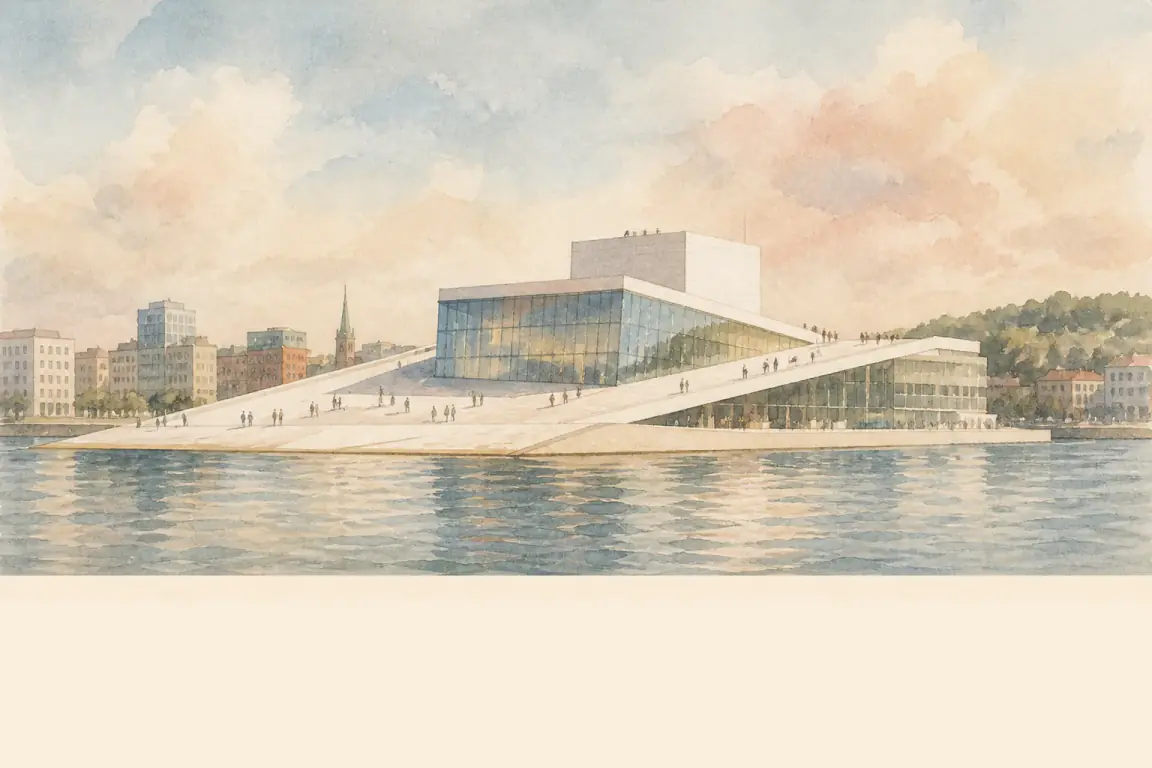 Watercolour illustration of Oslo