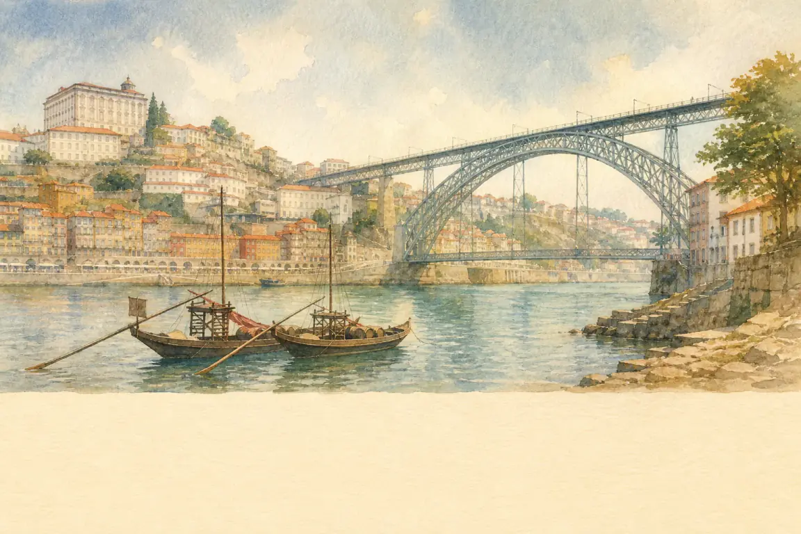 Watercolour illustration of Porto