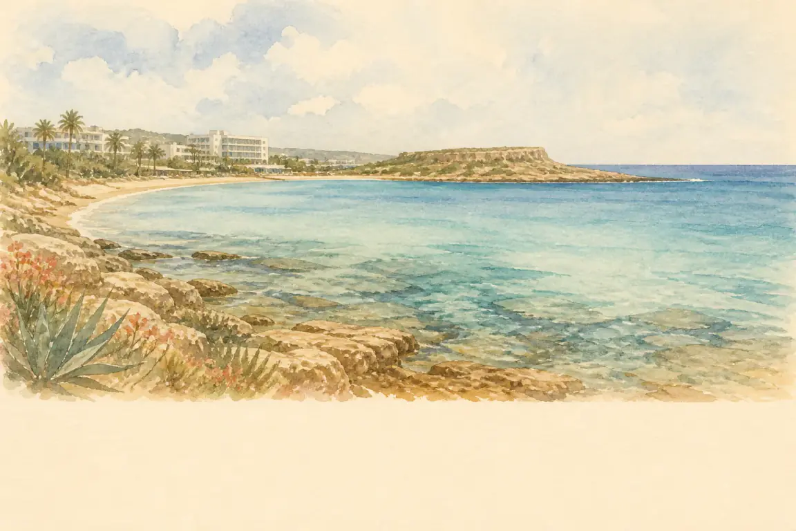 Watercolour illustration of Protaras