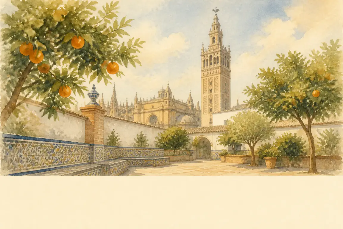 Watercolour illustration of Seville