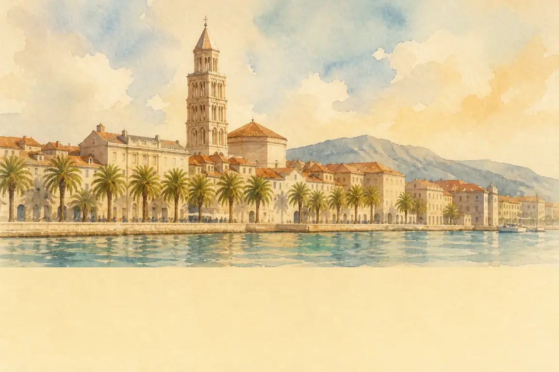 Watercolour illustration of Split