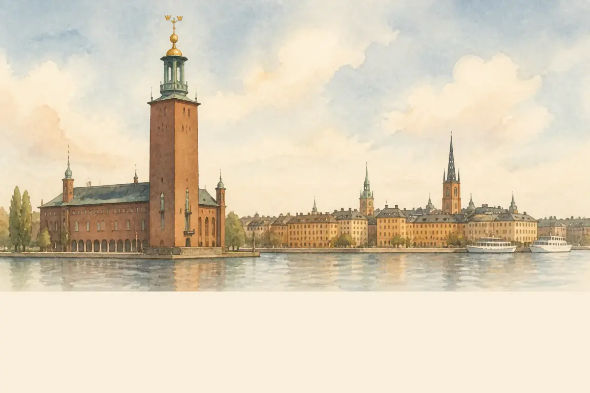Watercolour illustration of Stockholm