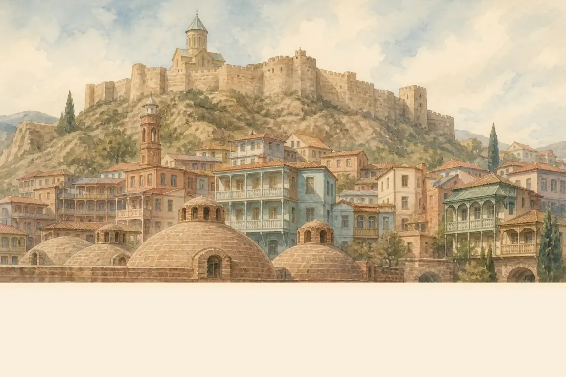Watercolour illustration of Tbilisi