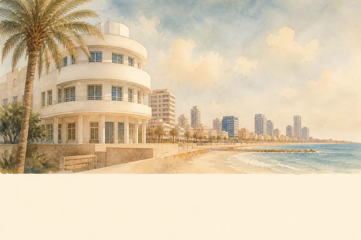 Watercolour illustration of Tel Aviv
