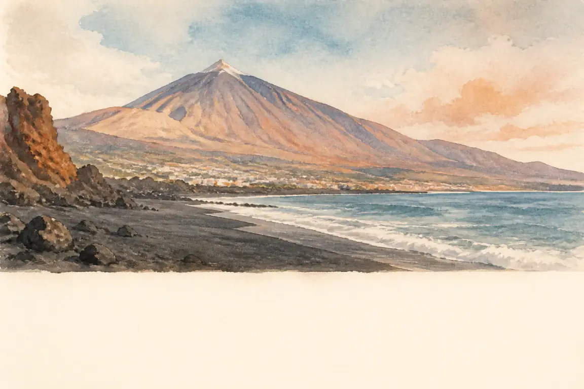 Watercolour illustration of Tenerife
