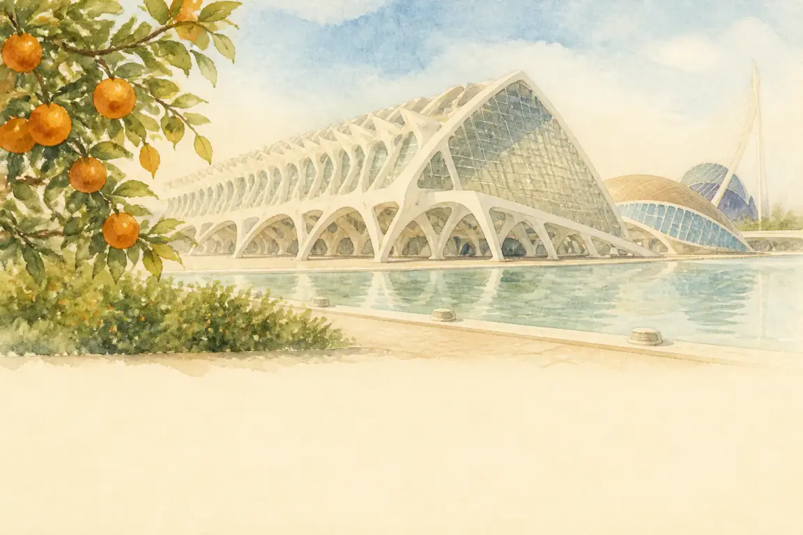 Watercolour illustration of Valencia