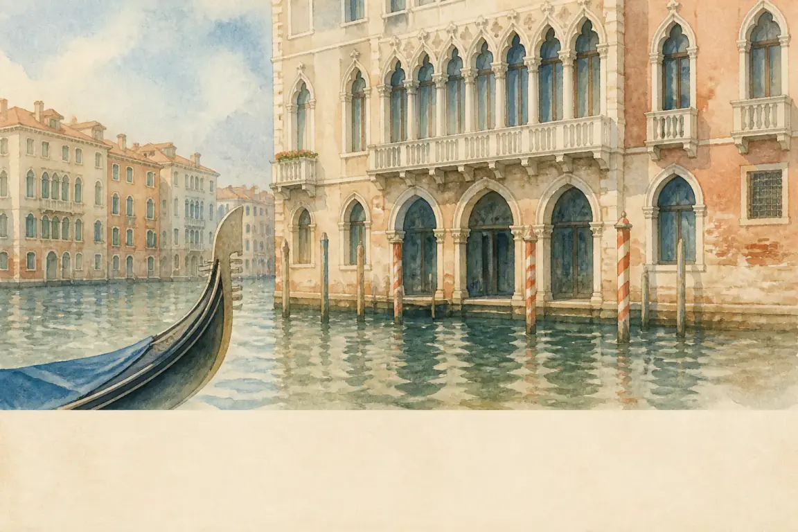 Watercolour illustration of Venice