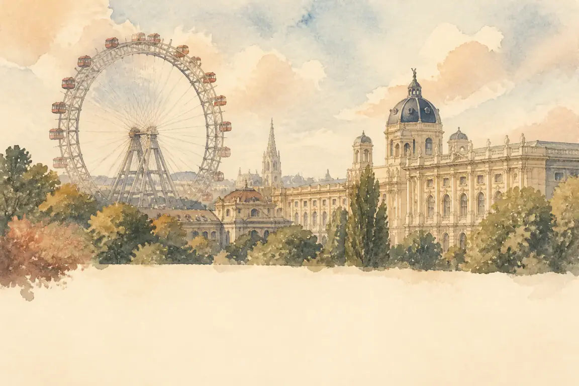 Watercolour illustration of Vienna