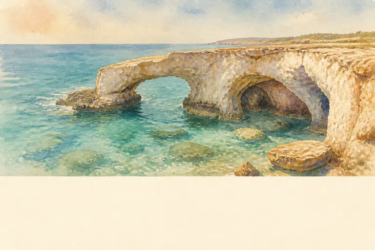 Watercolour illustration of Ayia Napa