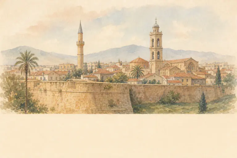 Watercolour illustration of Nicosia