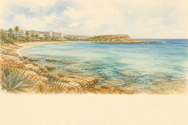 Watercolour illustration of Protaras