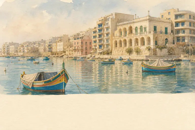 Watercolour illustration of St Julian's